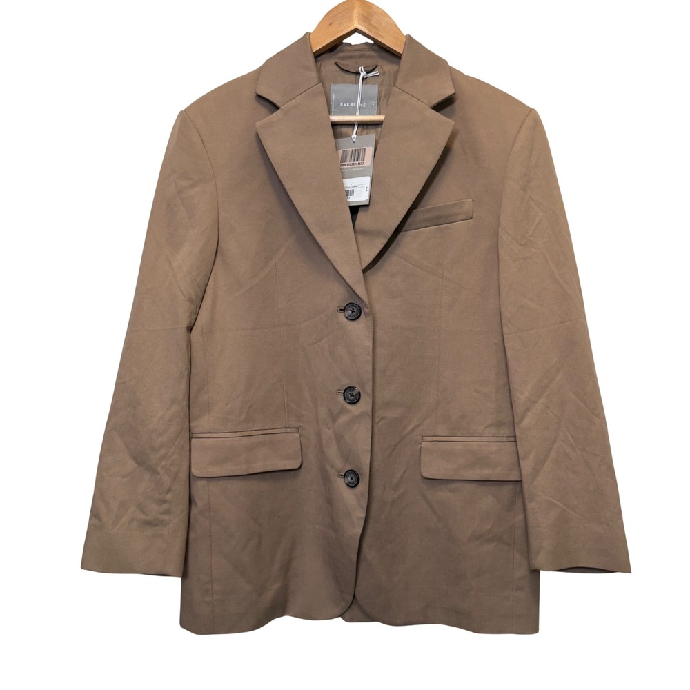 Everlane Womens The 80s Blazer 2 Ash Brown Lyocell Cotton Capsule Classic Office